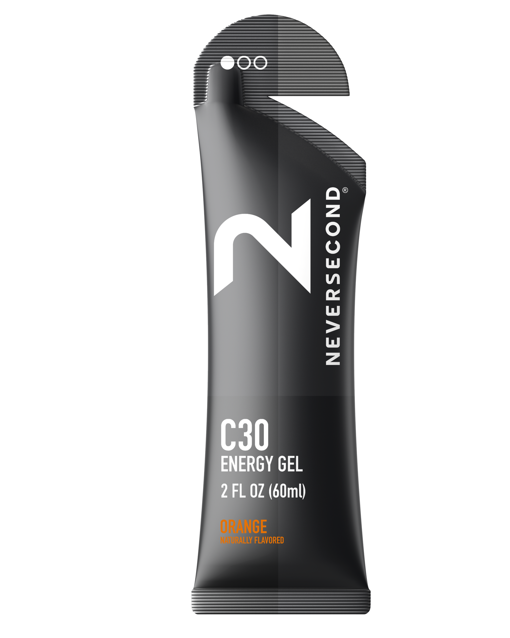 Never Second C30 Energy Gel packaging on a white background