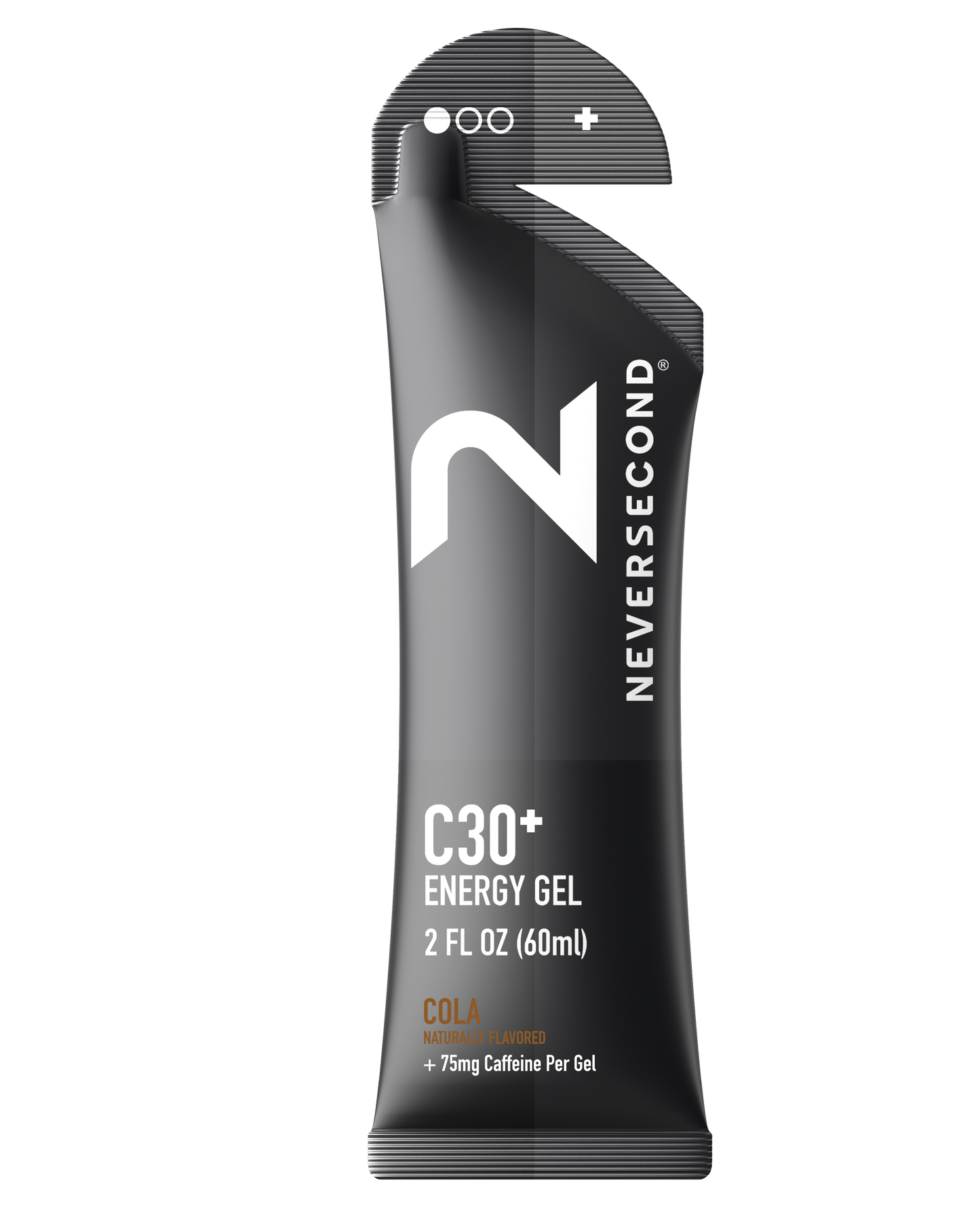 Never Second C30+ Energy Gel packaging on a white background