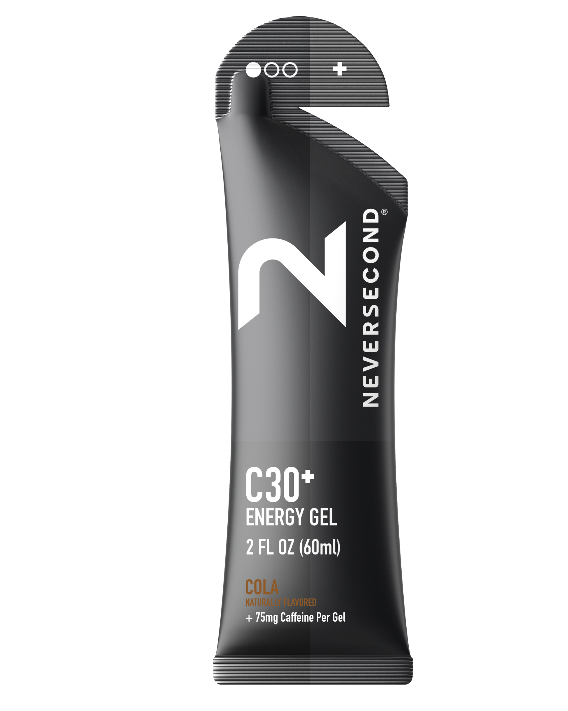 Never Second C30+ Energy Gel packaging on a white background