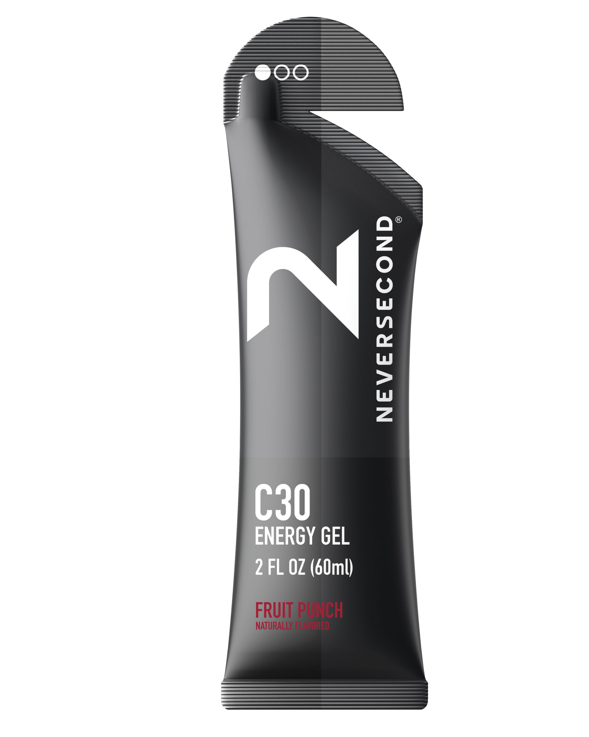 Never Second C30 Energy Gel packaging on a white background