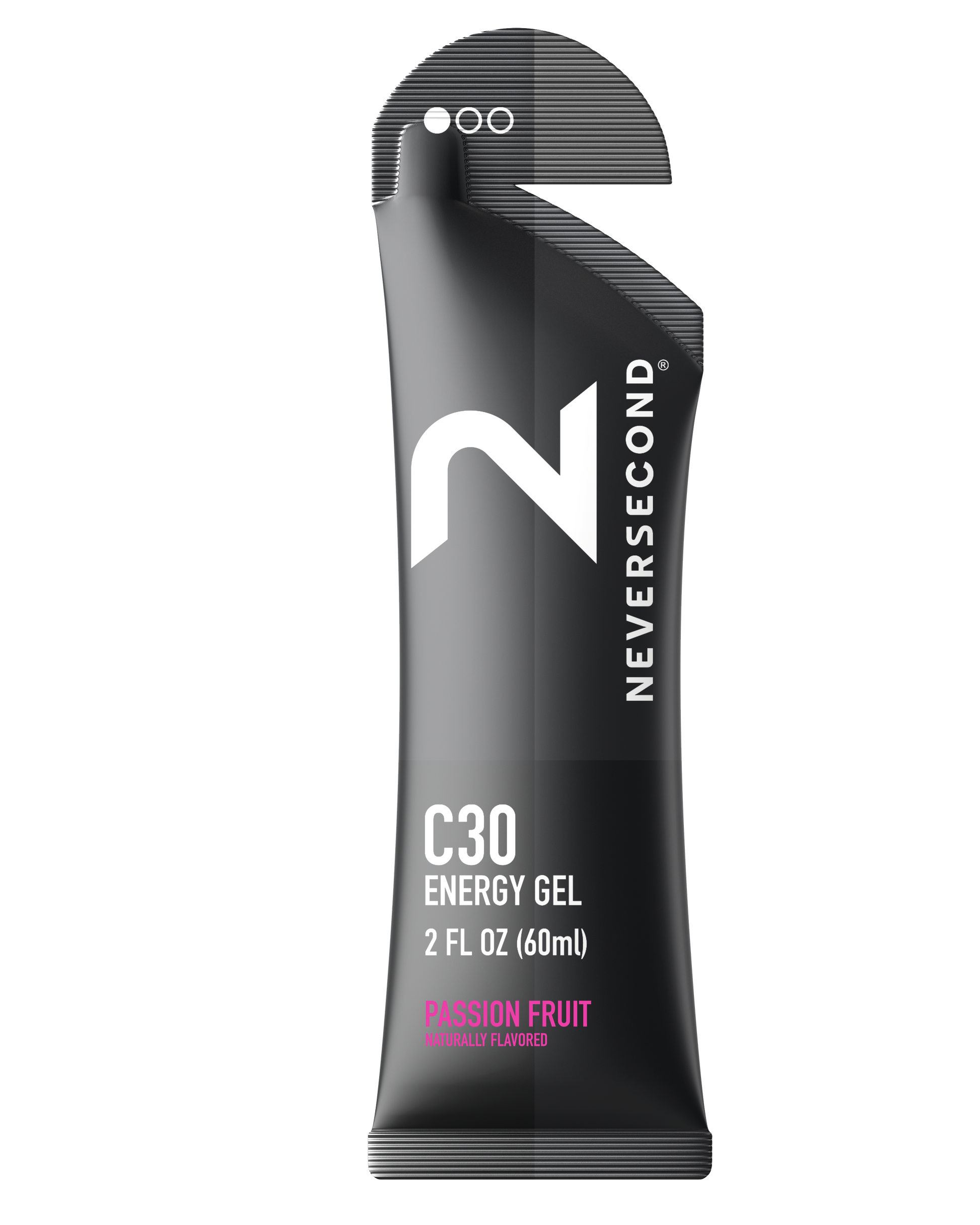 Never Second C30 Energy Gel packaging on a white background
