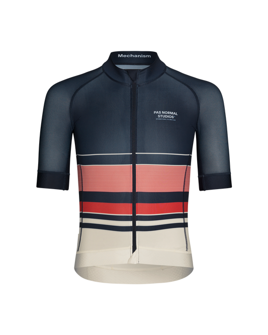 Men's Mechanism Late Drop Jersey in Navy, showcasing aerodynamic fit and lightweight fabric.