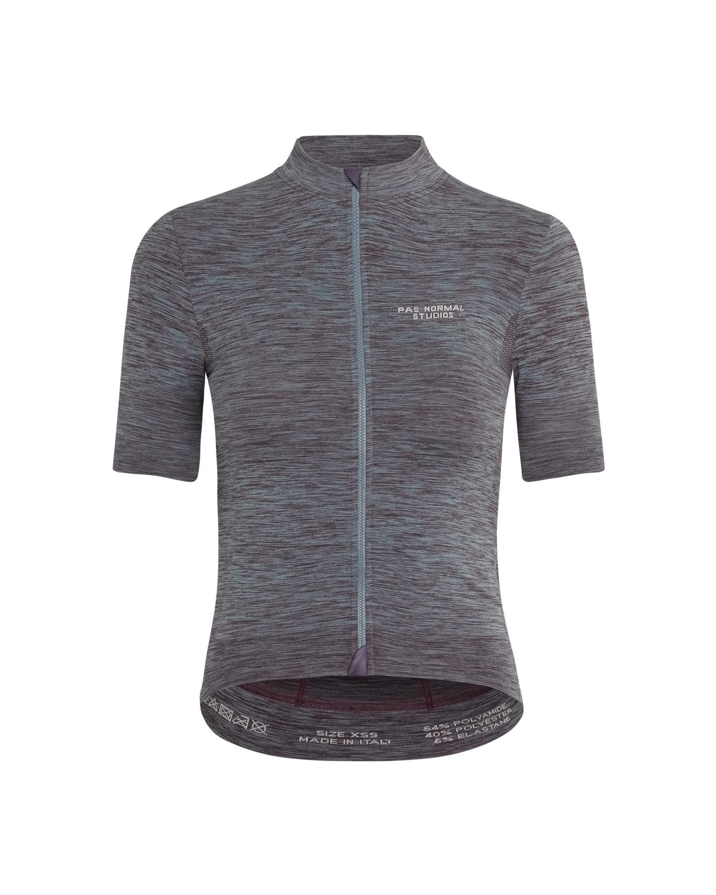 Image of Women's Escapism Knit Jersey in Dusty Blue, featuring a contemporary design that blends timeless style with modern functionality for multi-discipline cyclists, available on Cassiopeia US.