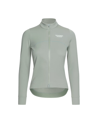 High-performance Women's Essential Thermal Long Sleeve Jersey in Dark Celeste, designed for warmth and comfort during cold-weather cycling. Available at Cassiopeia US.