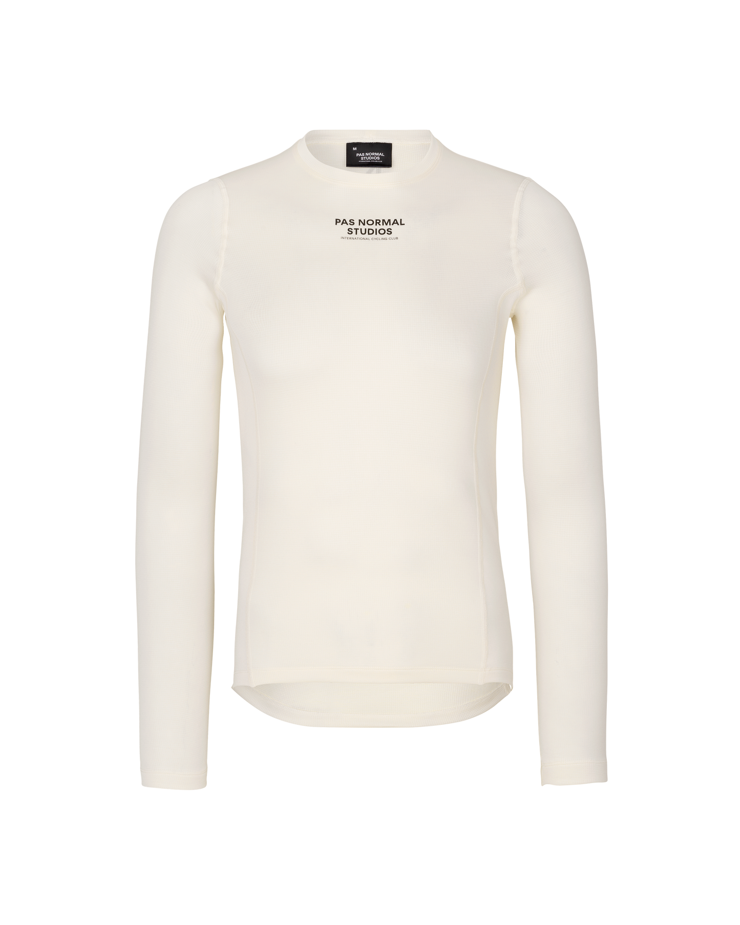 White long-sleeve shirt with 'Pas Normal Studios' logo on a white background