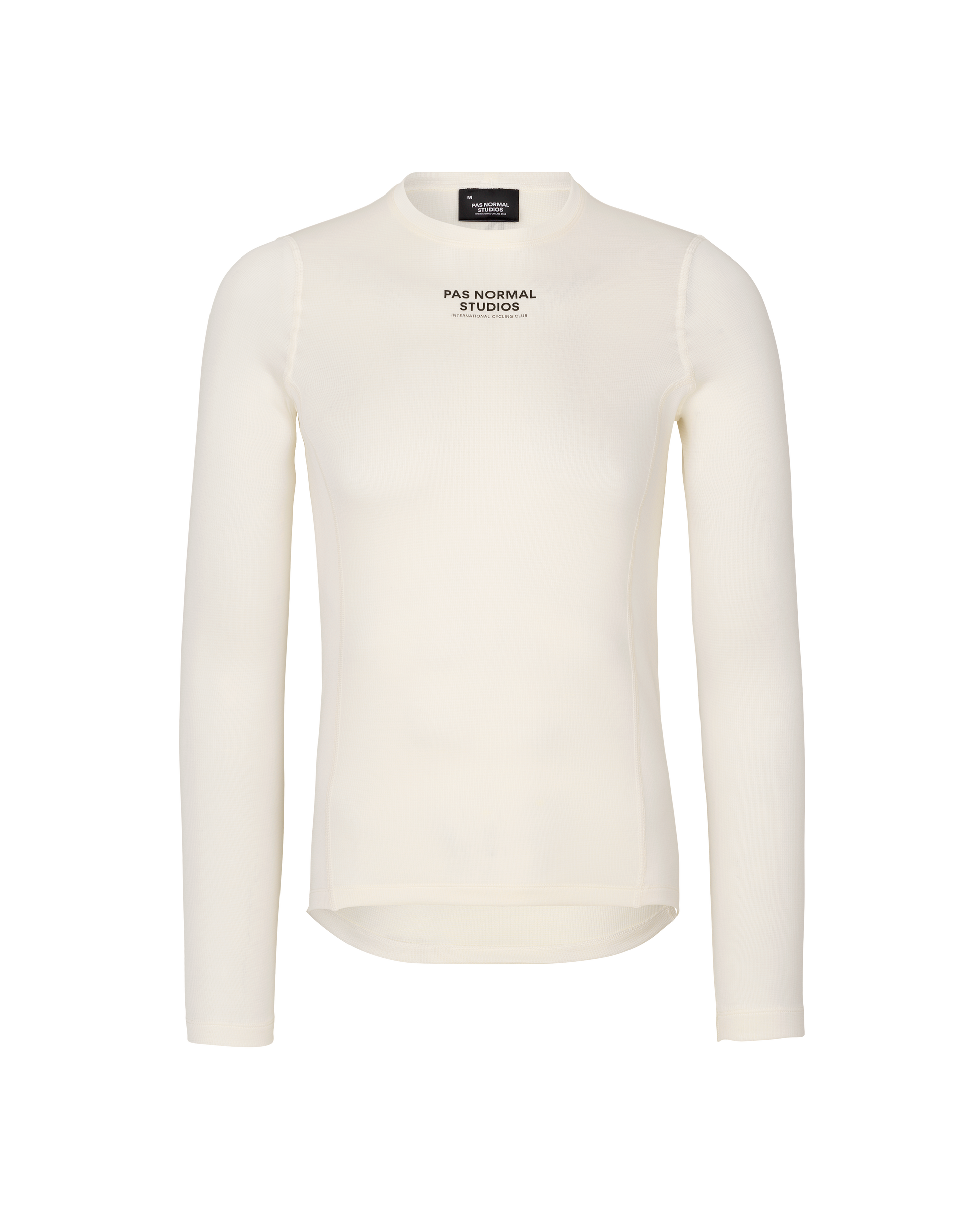 White long-sleeve shirt with 'Pas Normal Studios' logo on a white background