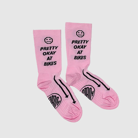 Pretty Okay At Bikes Socks - Pink