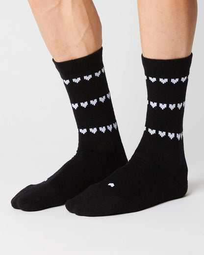 Merino Socks - Heart Black