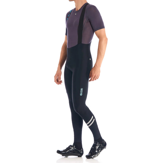 Men's G-Shield Thermal Bib Tight - Black - Side View - One Seam at the Back for Increased Protection