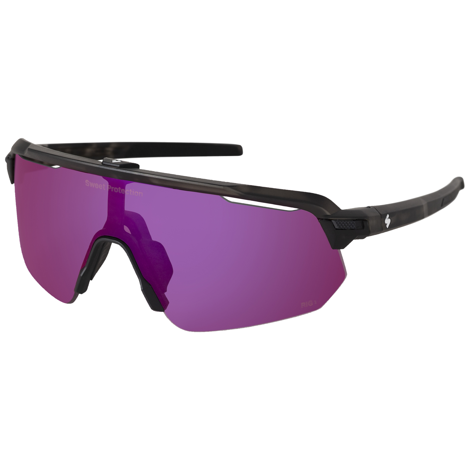 Shinobi sport sunglasses in Bixbite and matte crystal black camo for high-performance cycling.
