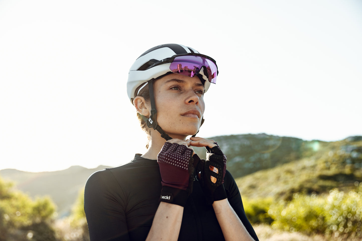 Shinobi sunglasses for cyclist providing 100% UV protection and superior visual clarity while riding.
