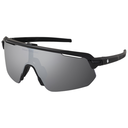 Shinobi sunglasses held in hand, illustrating their lightweight design and premium build.
