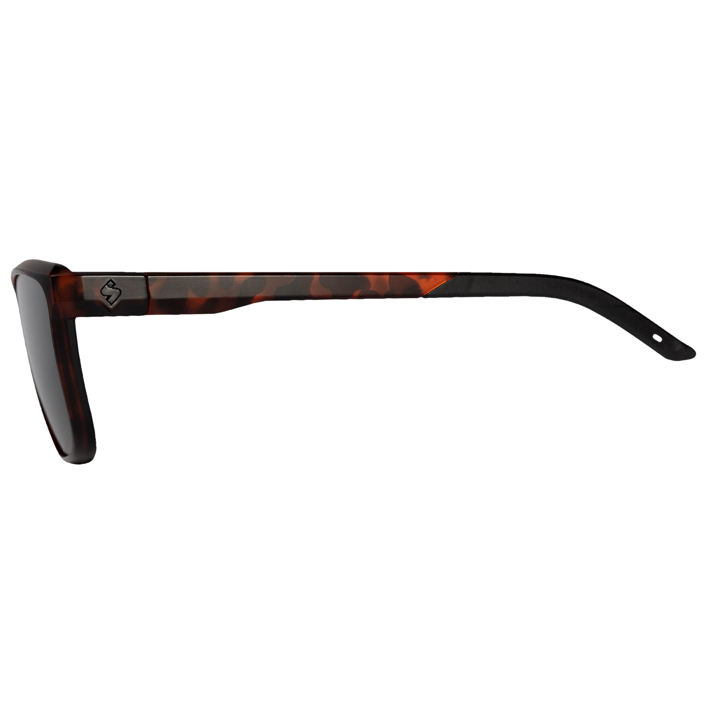 Side profile of Tachi sunglasses featuring comfortable TPR co-molded inserts for support.
